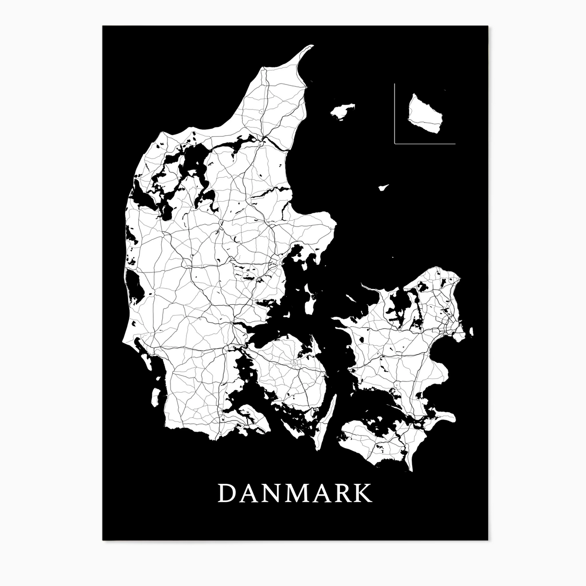 Danmarkskort - Plakat