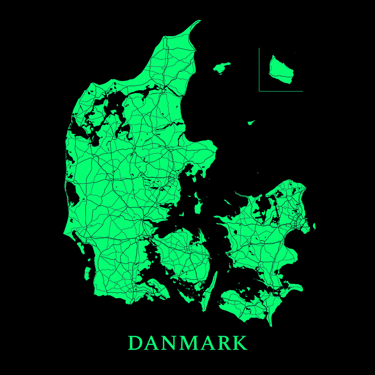 Danmarkskort - Glow