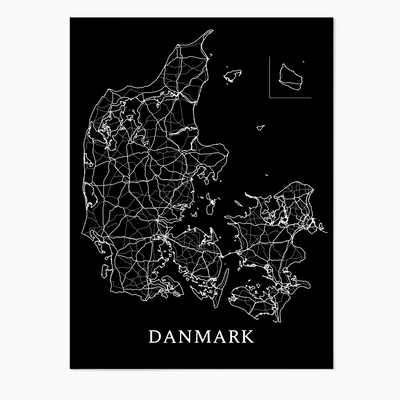Danmarkskort - Plakat