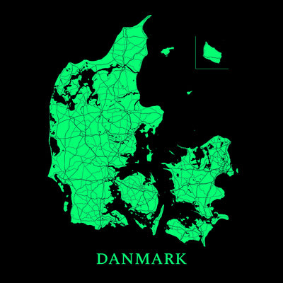 Danmarkskort - Glow