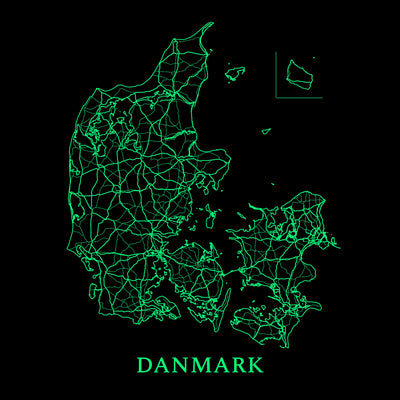 Danmarkskort - Glow