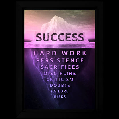 Success Iceberg LED-billede med et isbjergmotiv, der viser det usynlige arbejde bag succes oplyst i pastelnuancer