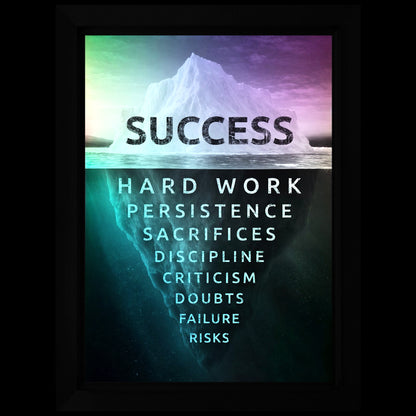 Success Iceberg LED-billede med et isbjergmotiv, der viser det usynlige arbejde bag succes oplyst i bløde pastelnuancer